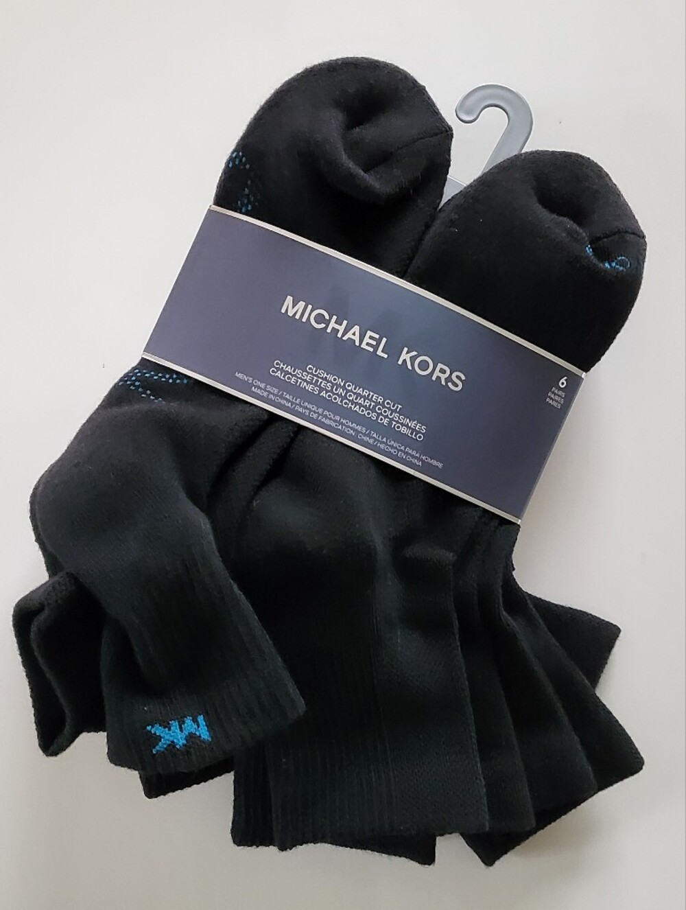 MICHAEL KORS 6-pack Black Quarter socks 6pk sport socks mens size L 6-12